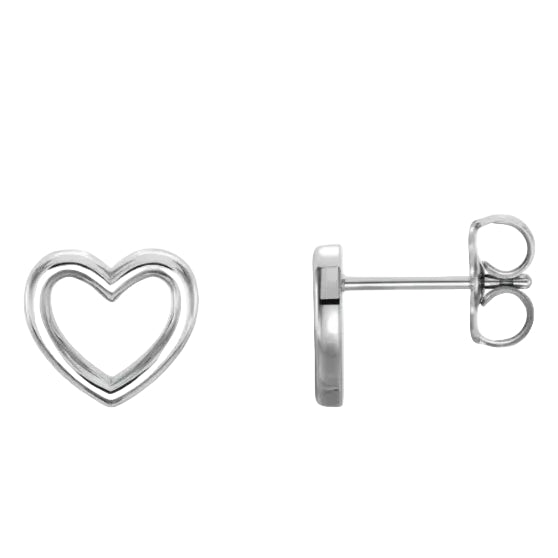 Silver heart-shaped earring on a white background