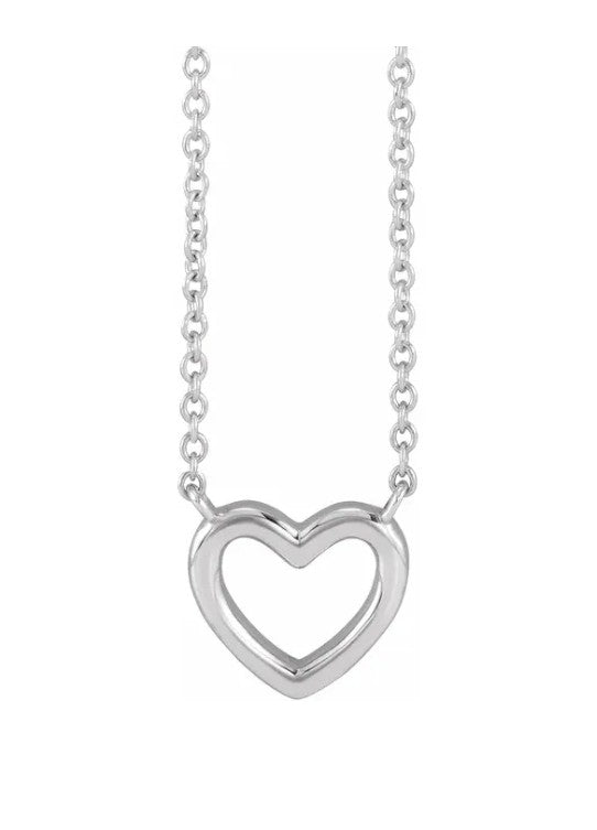 Sterling Silver Open Heart Necklace